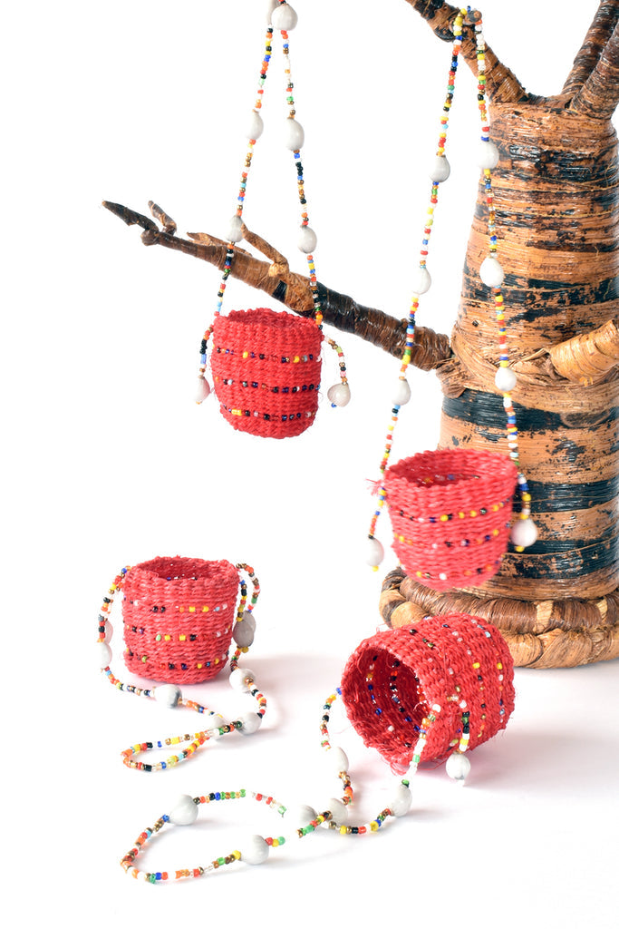 Red Sisal Mini Basket Ornament - Welljourn