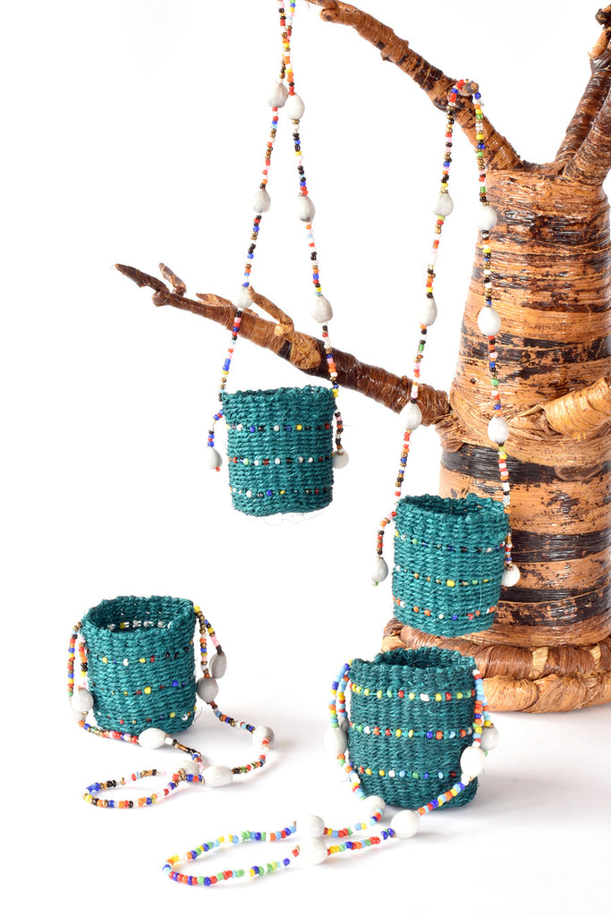 Teal Sisal Mini Basket Ornament - Welljourn