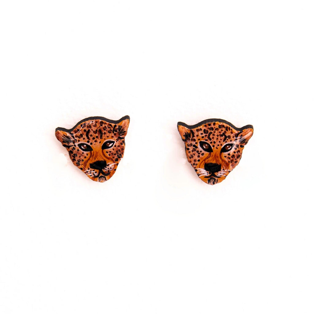 Leopard Wood Stud Earring - Welljourn