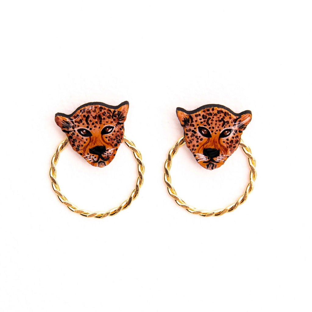 Leopard Wood Stud Earring - Welljourn