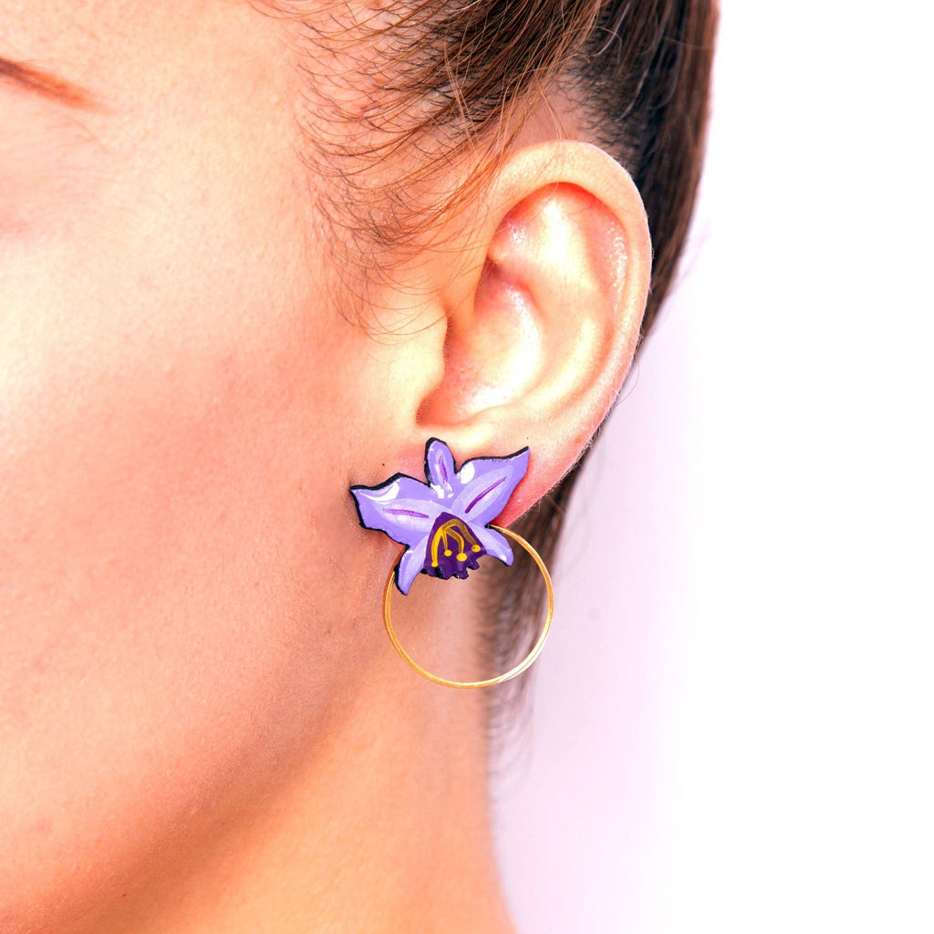 Orchid Wood Stud Earrings - Welljourn
