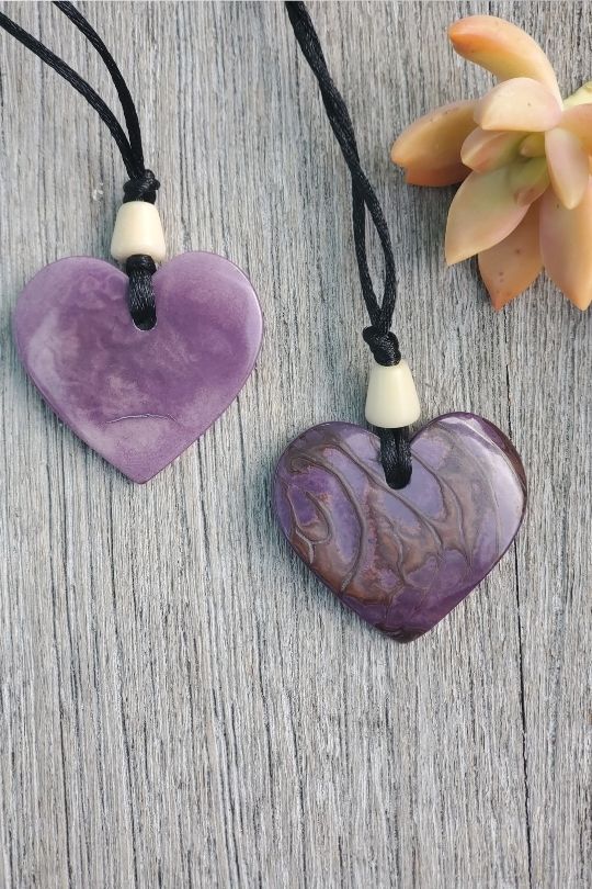 Tagua Nut Purple Heart Pendant - Welljourn