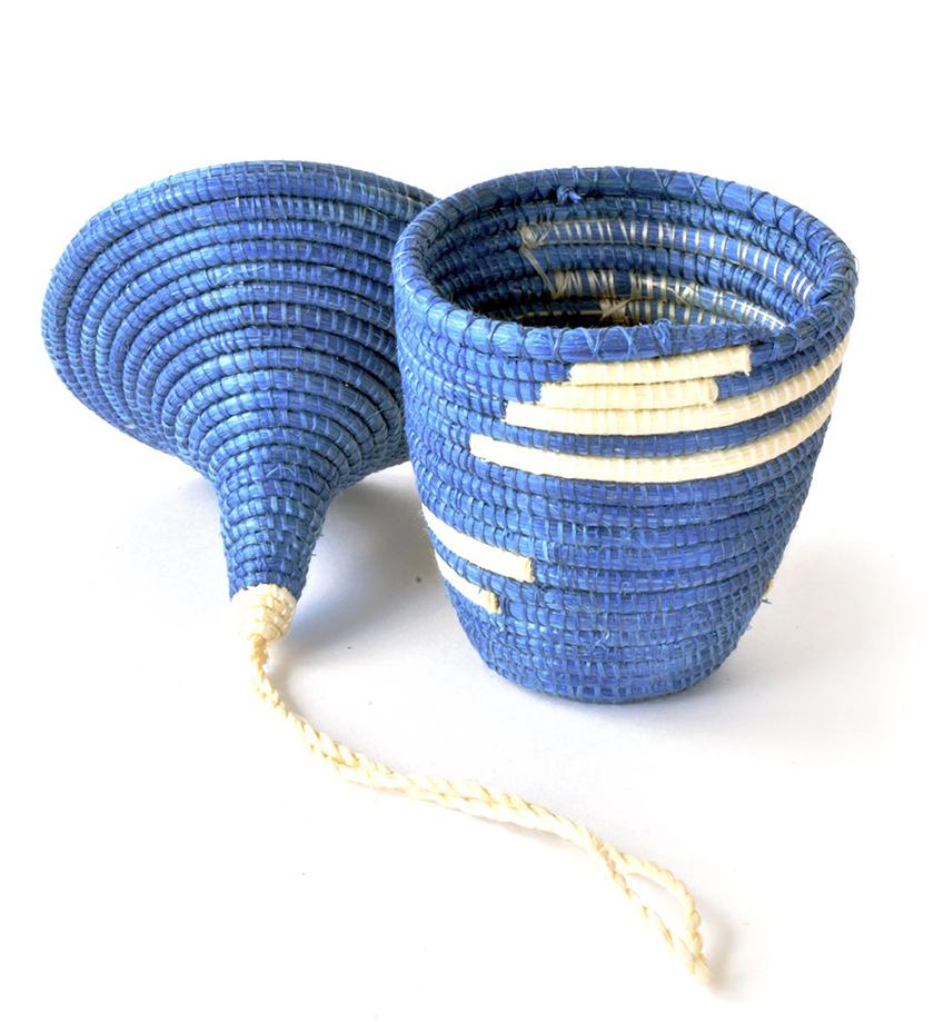 Blue and Natural Rwandan Giving Basket Ornament - Welljourn