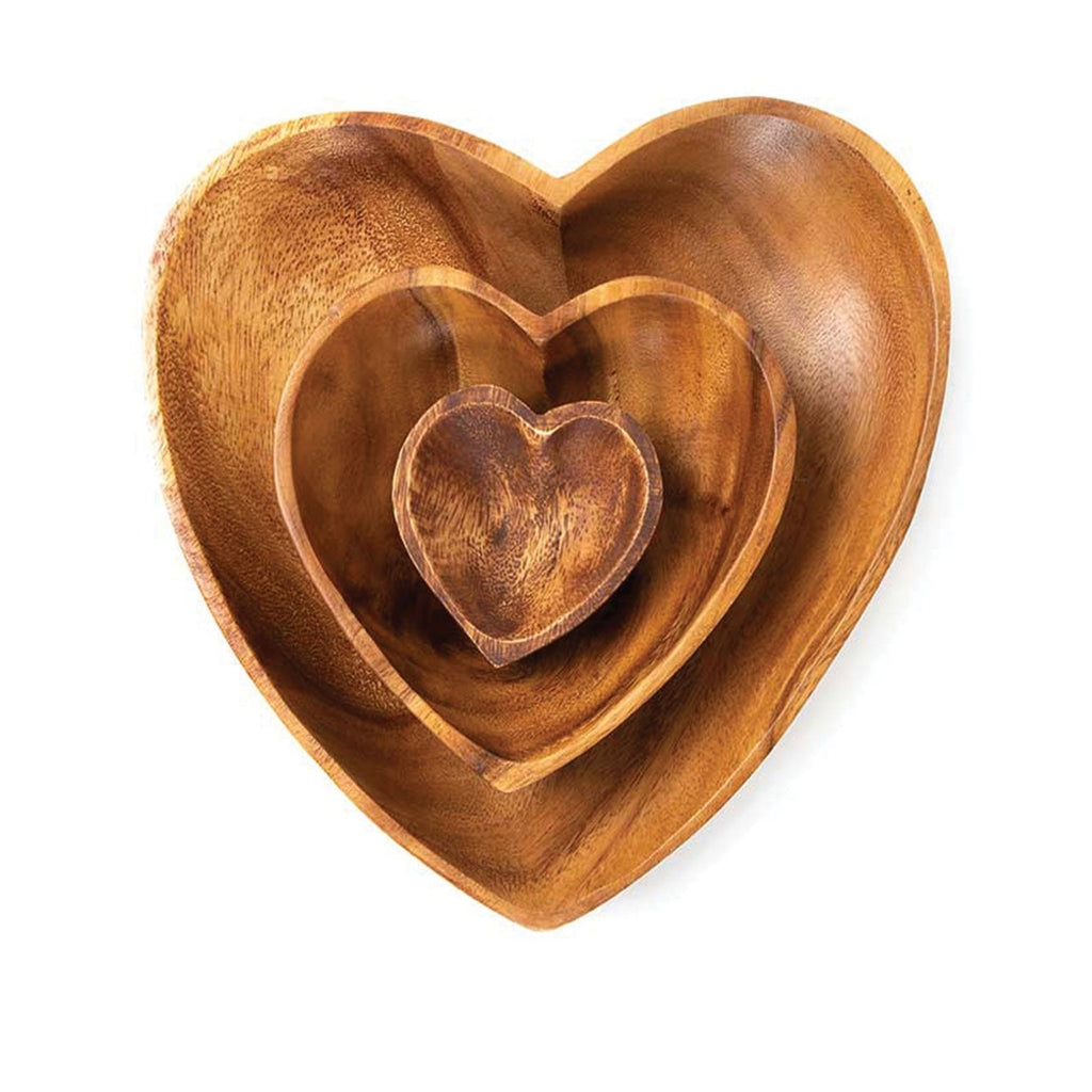 Acacia Wood Heart Bowls (3 Size Options) - Welljourn