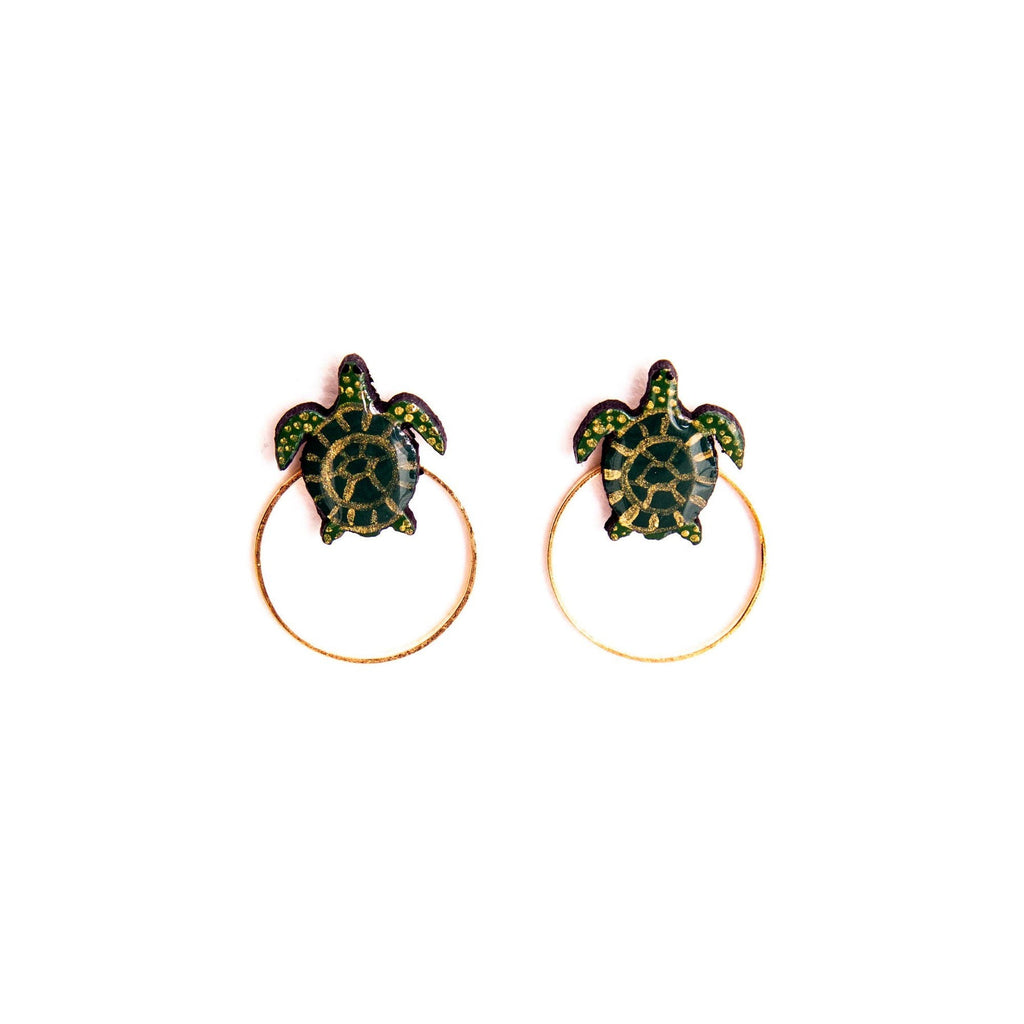 Turtle Wood Stud Earrings - Welljourn