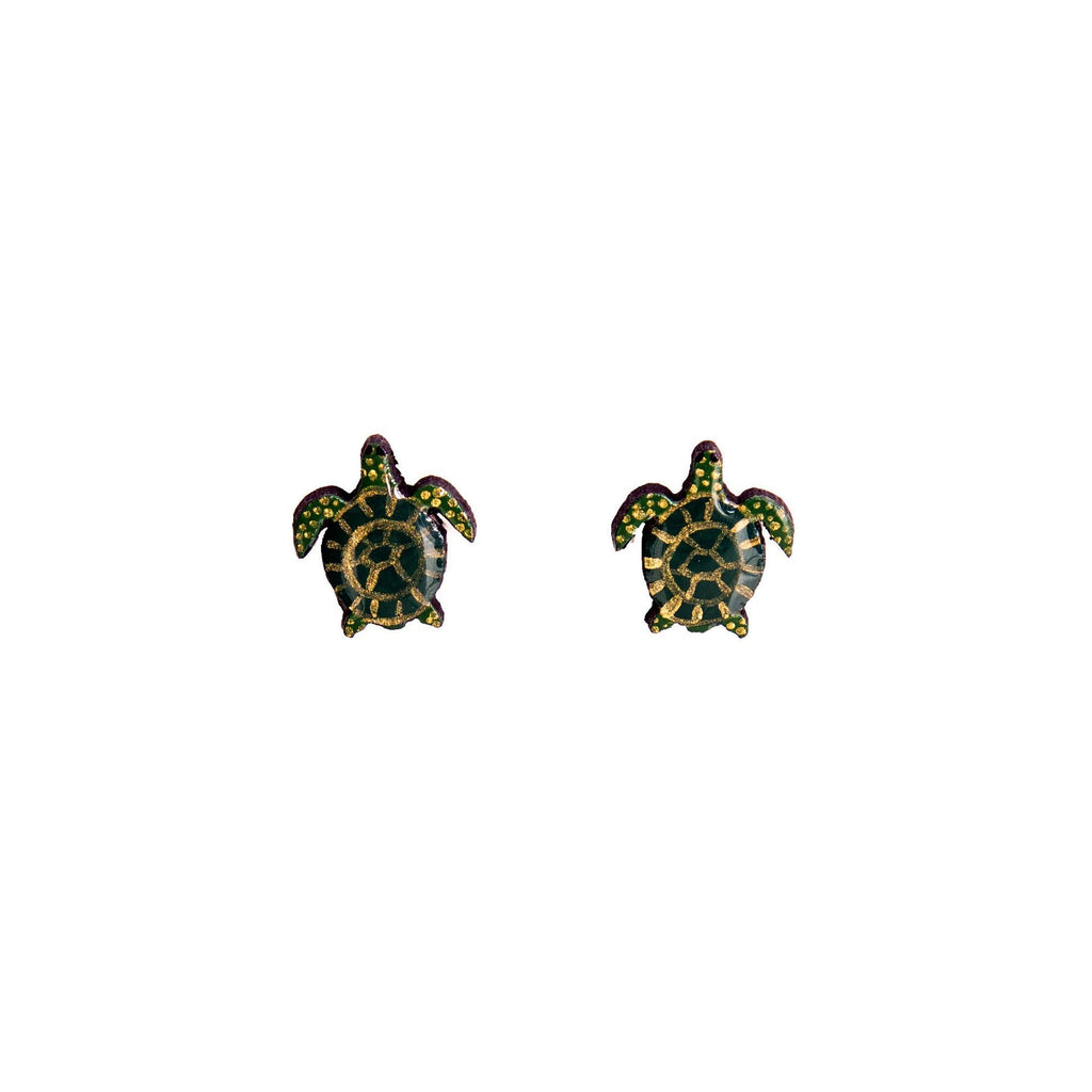 Sea Turtle Wood Stud Earrings - Welljourn