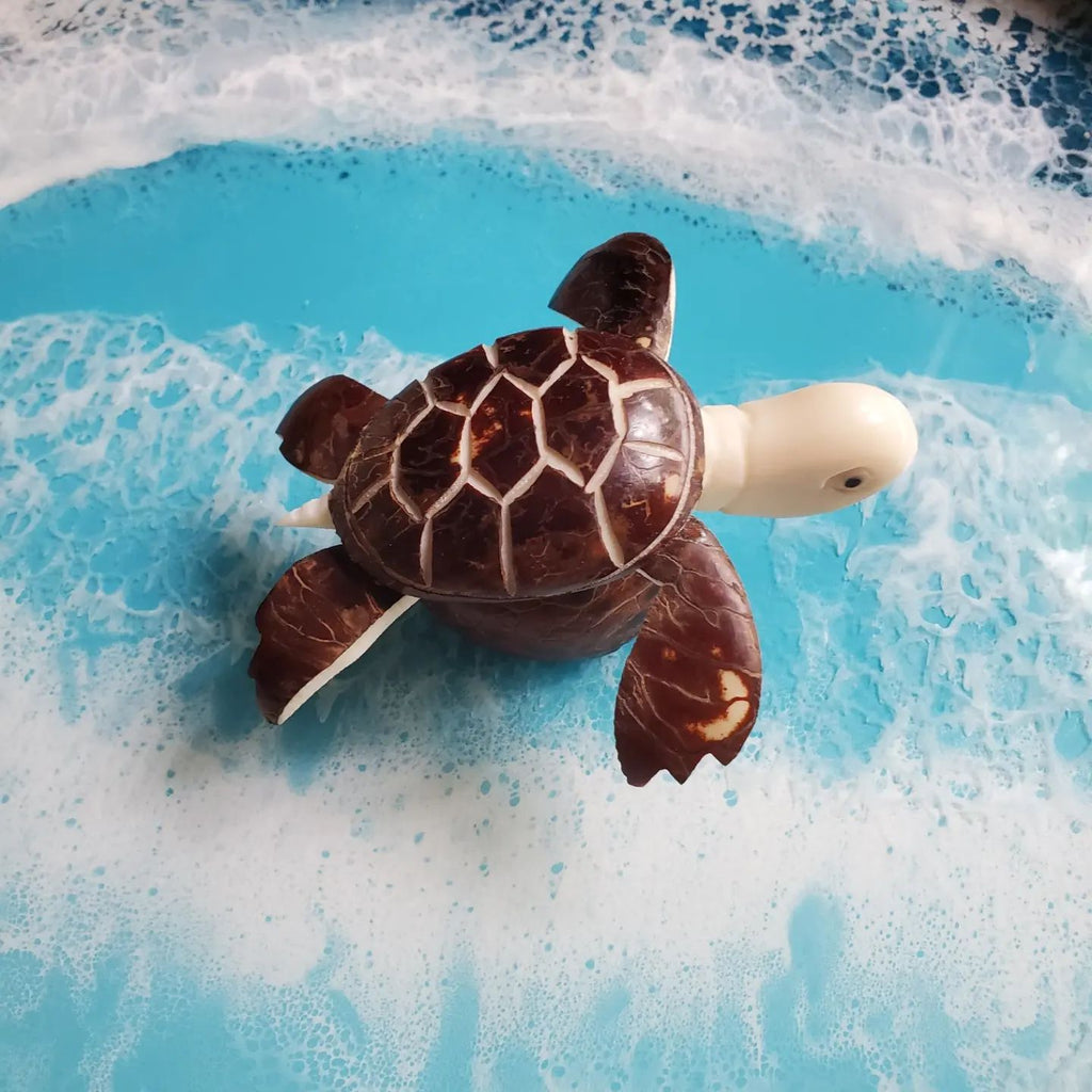 Brown Sea Turtle Tagua Figurine - Welljourn